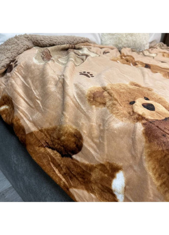Двосторонній Плед "Comfort & Style" (Велюр + Teddy Fur), розмір 200*220 см бежевого кольору з малюнком No Brand (366957585)