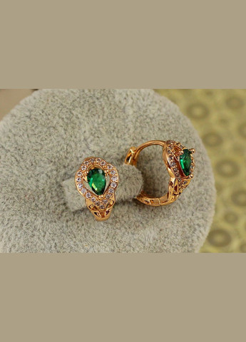 Серьги Бразилия с зеленым камнем 1,5 см золотистые Xuping Jewelry (316433178)