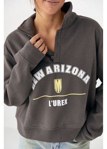 Кавовий утеплений світшот-поло з гудзиками - жовтий колір Lurex (353306139)