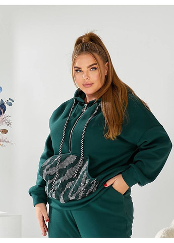 Женский теплый спортивный костюм двойка цвет бутылка New Trend (306717523)