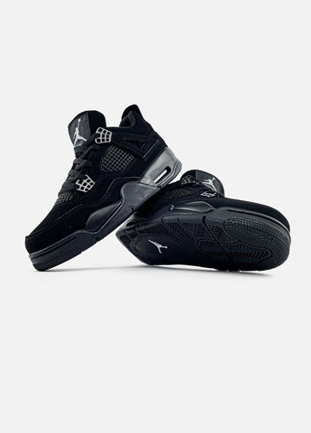 Черные демисезонные кроссовки мужские и женские nike jordan retro 4 black cat | найк джордан ретро 4 черные No Brand