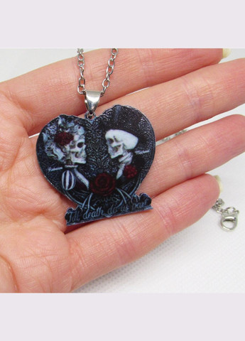 Кулон на ланцюгу серце з черепами, 10-845 Fashion Jewelry (336550575)
