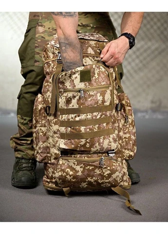 Мілітарі військовий тактичний рюкзак Baksik Піксель (50 л) — великий армійський штурмовий рюкзак ЗСУ для екіпірування No Brand (390377858)