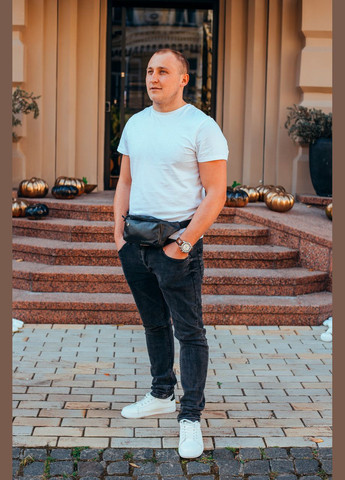 Мужская кожаная бананка на пояс черная 18783 Tiding Bag (304287236)