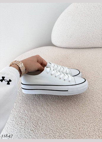 Білі білі текстильні кеди, класичні кеди, базові білі кеди, жіночі кеди Super Gear