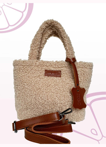 Женская меховая сумка-шопер бежевого цвета на зиму "Rami bag" искусственный мех и экокожа JUGO rami 1 (289869578)