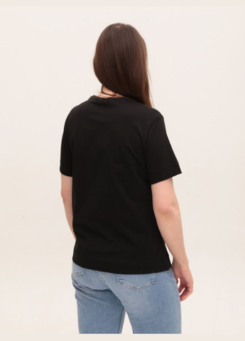Жіноча футболка чорна пряма з принтом MDG Пряма - (323202289)