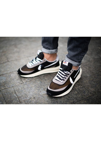 Чорні Осінні кросівки чоловічі nike ld waffle sacai black white 2 найк No Brand
