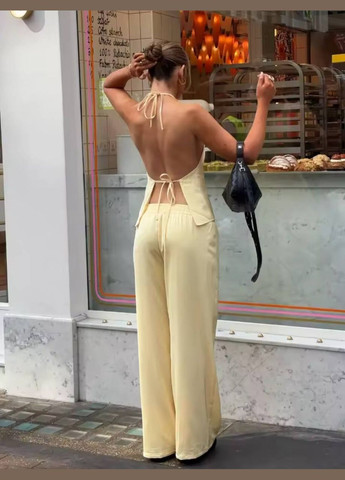 Женский летний костюм двойка брюки+кофта лимонный No Brand (342745266)