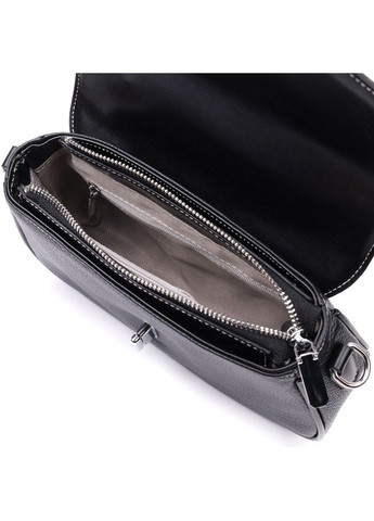 Сумка женская через плечо кожаная с фактурным клапаном 22624 Черный Vintage (302009379)