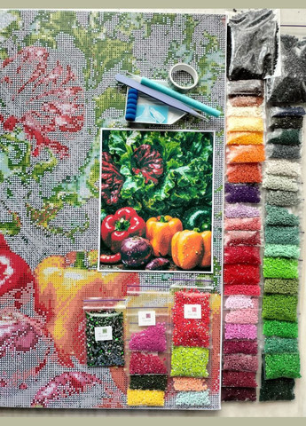 Набор алмазной мозаики НА подрамнике АЛМР-264 "Овощной натюрморт", 40*50см АлМазка (332211862)