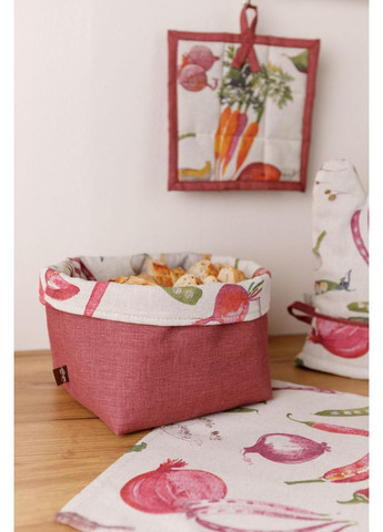 Универсальная корзина для хранения Овощи марсала 17х18х18см декоративный контейнер для кухни Текстильный органайзер ProDobro (369378101)