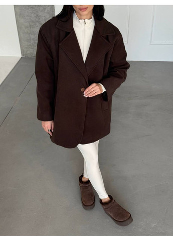 Коричневое демисезонное Утепленное пальто-пиджак оверсайз (замеры в описании) GD/GL Модний простір