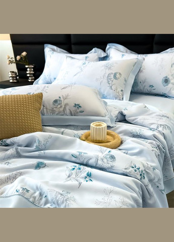 Комплект літньої постільної білизни Summer Series тенсель 220-240 см блакитний Kunmeng (372658738)