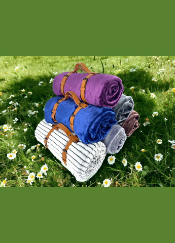 Плед тревел флісовий 150х200 темно-сірий з ременем Love You (293068406)