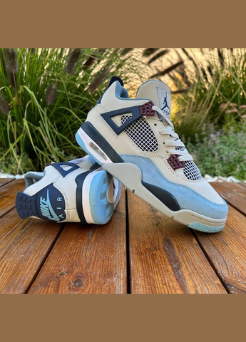 Серо-синие демисезонные кроссовки мужские nike air jordan military blue No Brand Retro 4