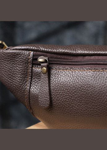 Сумка-бананка для чоловіків з натуральної зернистої шкіри 23128 Коричневий Shvigel (332983799)