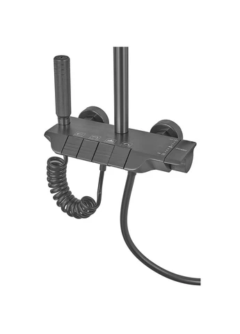 Душова колона PBM-009-J Graphite зі змішувачем з кнопковим перемикачем, 4 режими (CH6501), 150 см шланг Champion (398853635)