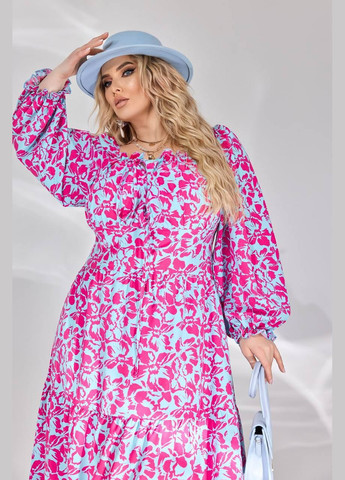 Рожева женское свободное платье из софта цвет малина р.50/52 450394 New Trend