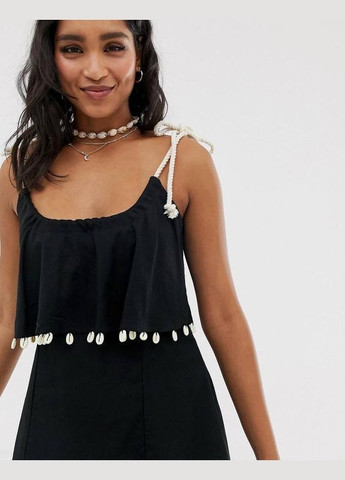 Чорна сукня сарафан міні з ракушками Asos