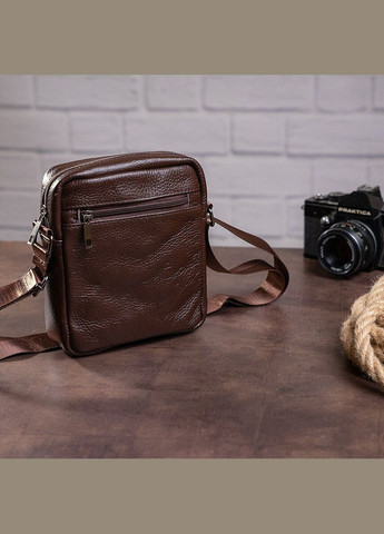 Кожаная сумка кросс боди мужская мессенджер через плечо коричневая 14993 Vintage (329195427)