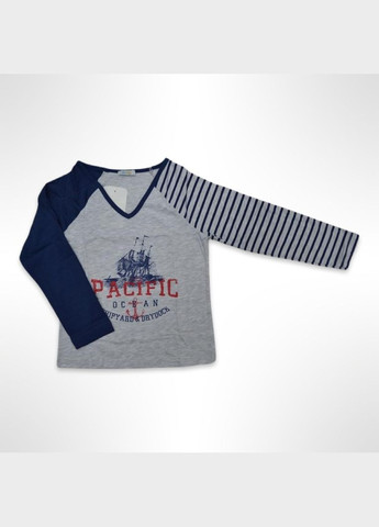 Синяя всесезон пижама детская (футболка с длинными рукавами + брюки) (турция) 116-152 см синяя (0332) футболка + брюки Sevim