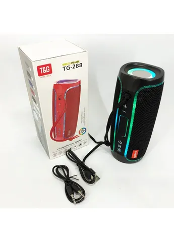 Портативна колонка Bluetooth з LED підсвічуванням TG288, акумуляторна колонка для музики. Колір: чорнийZEVS TG (390125091)