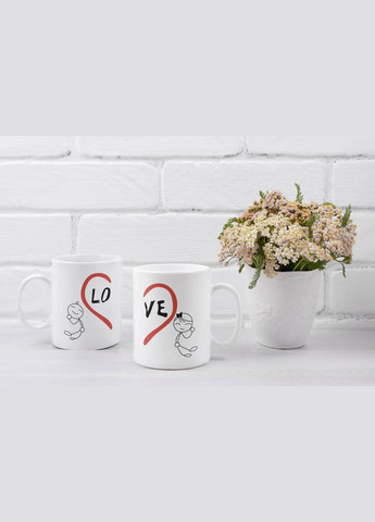 Парные чашки кружки Love половинка сердца для Влюблённых Белая 330 мл Orca (316259535)