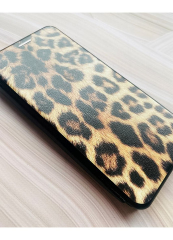 Чохол-книжка чорний з малюнком на Motorola Moto G54 Леопардовий дизайн (принт 383) Creative (355400553)