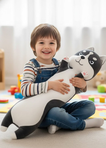 Собака-батон Хаски плюшевая мягкая игрушка подушка 80 см My Kigu (369774654)