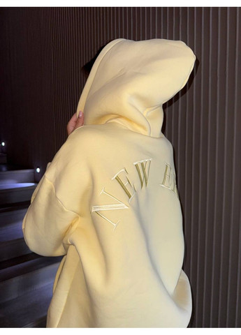 Приятный к телу тёплый худи на флисе нежно желтого цвета No Brand 591-1 (362697569)