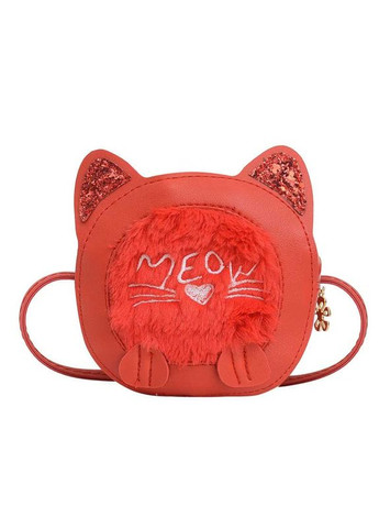 Дитяча сумочка для дівчинки подарунок Котик пухнастий з блискітками Червона PRC (264913996)