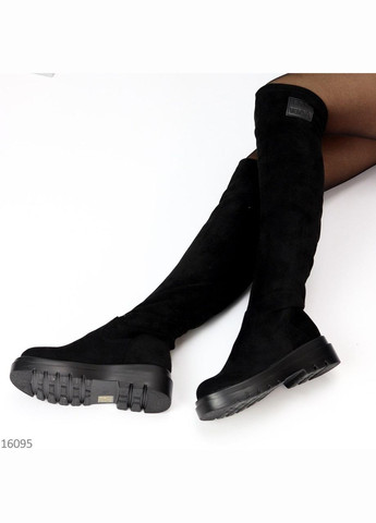 Ботфорти замшеві чорні на платформі, чоботи чулки замшеві купити недорого No Brand (366704590)