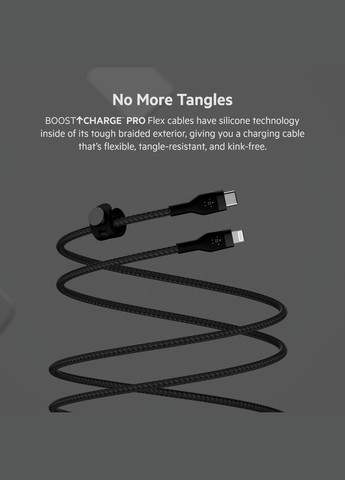 Кабель USB-С - Lightning, BRAIDED SILICONE, 1m, black Belkin (331605253)
