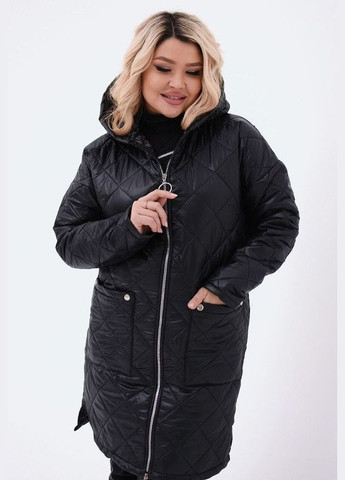 Черная женская теплая стеганная куртка цвет черный р.48/50 449422 New Trend