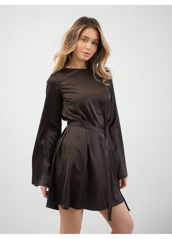 Коричнева святковий, повсякденний, кежуал, коктейльна сукня з поясом Україна