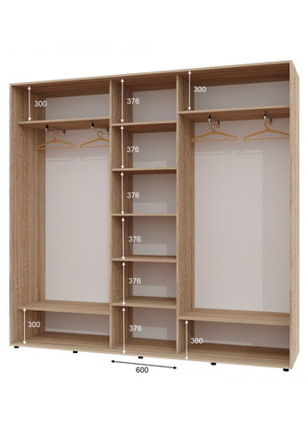 Шафа-купе тридверна 240*45*230 см Дуб Сонома 3 двері ДСП ШК-04 Алекса (360478116)
