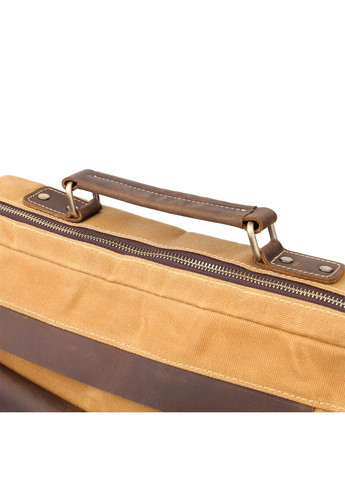 Стильний портфель з якісного текстилю зі шкіряними вставками 20874_1 Світло-коричневий Vintage (362556829)