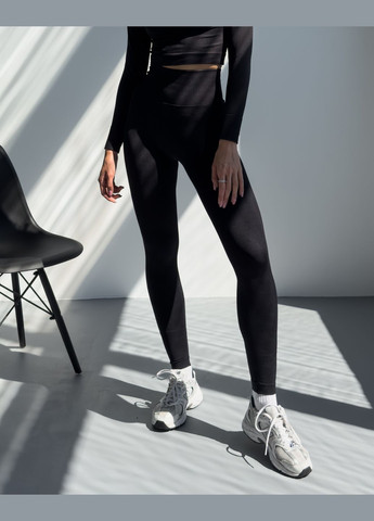 Спортивні жіночі легінси з подвійним пуш-ап для фітнесу та йоги V-пояс Однотонні Безшовні - Чорні Hot Однотонні легінси з подвійним пуш-ап (303926414)