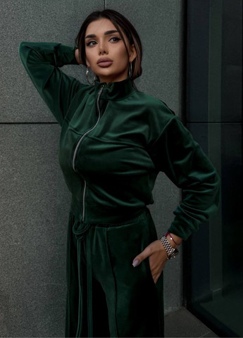 Базовий повсякденний демісезонний велюровий костюм двійка: кофта на блискавці + штани Tik-Tak (358058648)