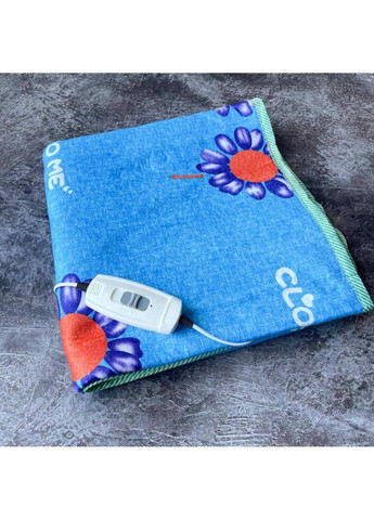 Электропростынь односпальная с цветным рисунком Байка Турция 75x155 см 55212 Синий цветок синяя Lux (317733283)