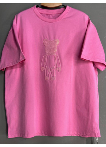 Футболка женская A-N 2396 оверсайз с мишкой и блестками No Brand - (329655367)