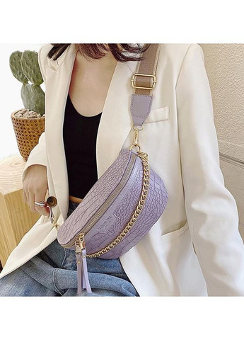 Женская сумка слинг змеиная из экокожи фиолетовая бананка ProDobro (363222355)