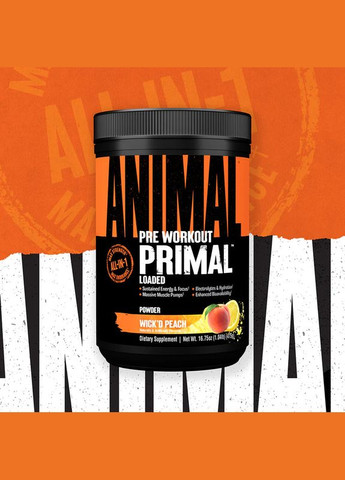 Передтренувальний комплекс Animal Primal Pre-Workout 475 г Wick'd Peach Universal Nutrition (322820587)