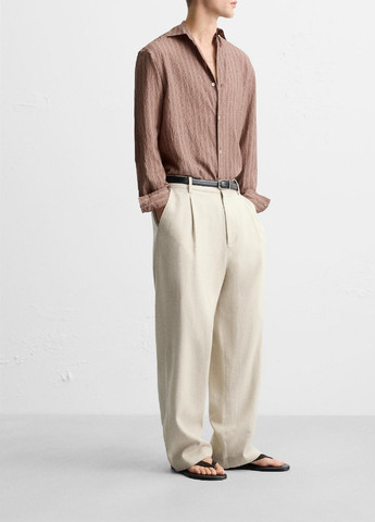 Темно-розовая рубашка в полоску Zara