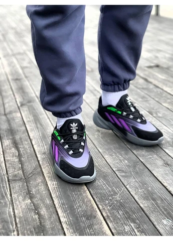 Черные демисезонные кроссовки мужские adidas ozelia black violet green адидас озелия черные No Brand