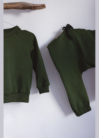 Оливковый (хаки) демисезонный детский костюм для малыша (кофта + штанишки) Egoza