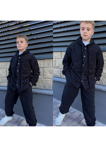 Чорний костюм двосторонній фліс хлопчик No Brand