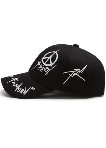 Бейсболка чоловіча чорна універсальна One Size з написами стильна кепка з принтом регульована розміром унісекс для міста No Brand (364859595)