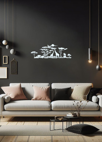 Современные картины для интерьера, Деревянный декор для комнаты "Африканские животные", стиль лофт 70х25 см Woodyard (292113187)